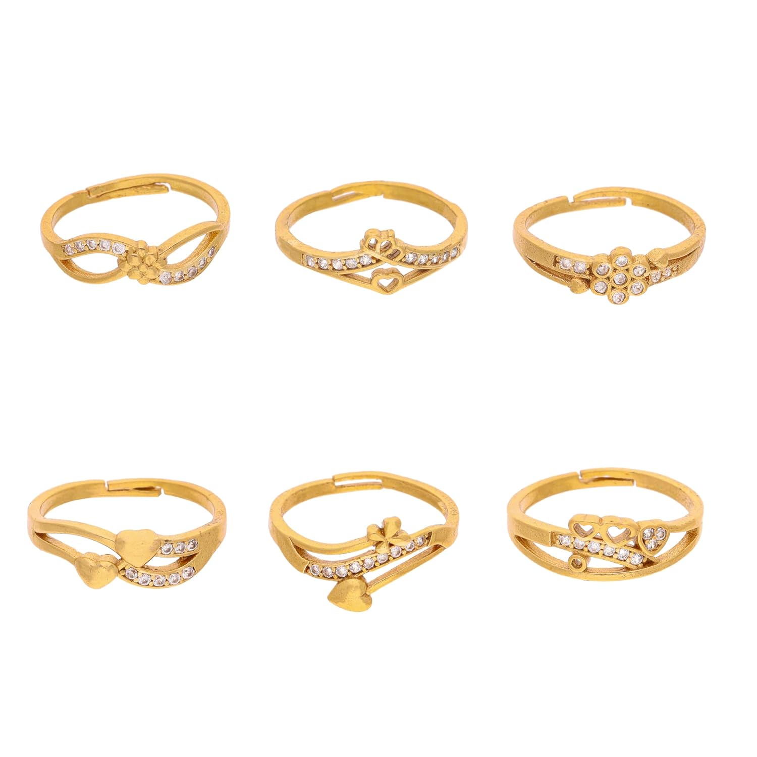 Buy Brado Jewellery combo of 6 Gold Plated ad american diamond ...