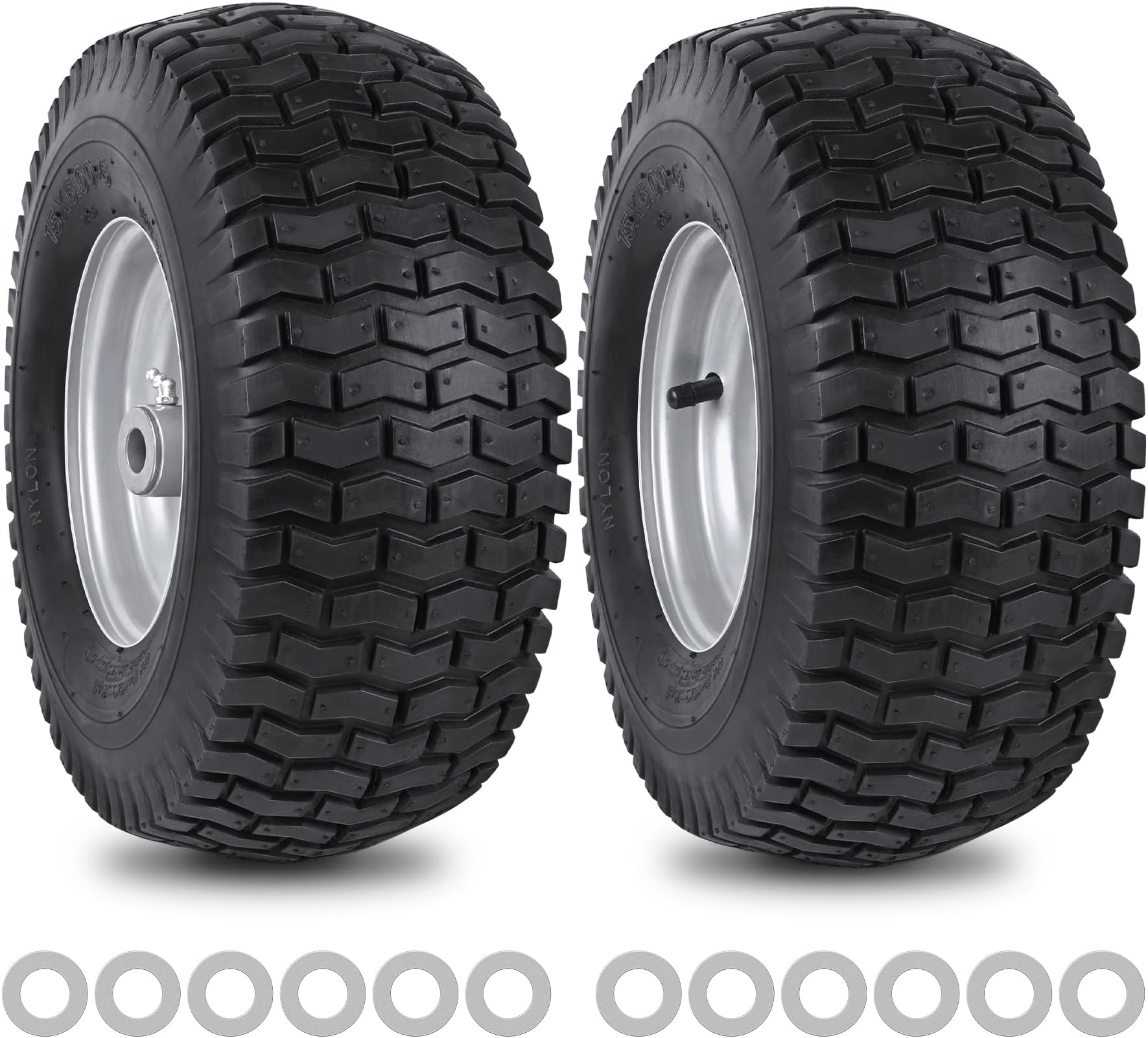 Set Of 2 Husqvarna 18X8.50-8 Lawn Tractor Tires On Wheels - Carlisle Brand, 2-Ply