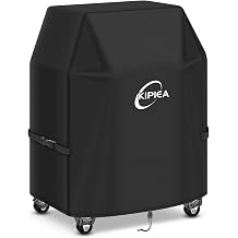 Kipiea 600D Heavy Duty Gas Grill Cover for Weber Spirit E-210/E-215, 32-Inch Waterproof BBQ Cover with Windproof Buckles Not Compatible with Spirit II E-210, Both Side Tables Must Be Folded