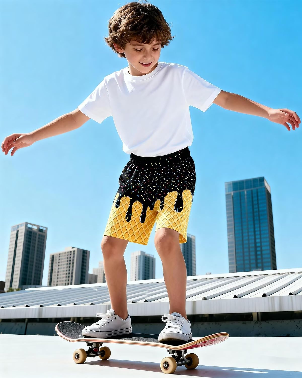 KPOP Boys Ice Cream Drip Shorts Youth Baseball Mesh Shorts w/Side Pockets Quick Dry Athletic Basketball Shorts 10 Years