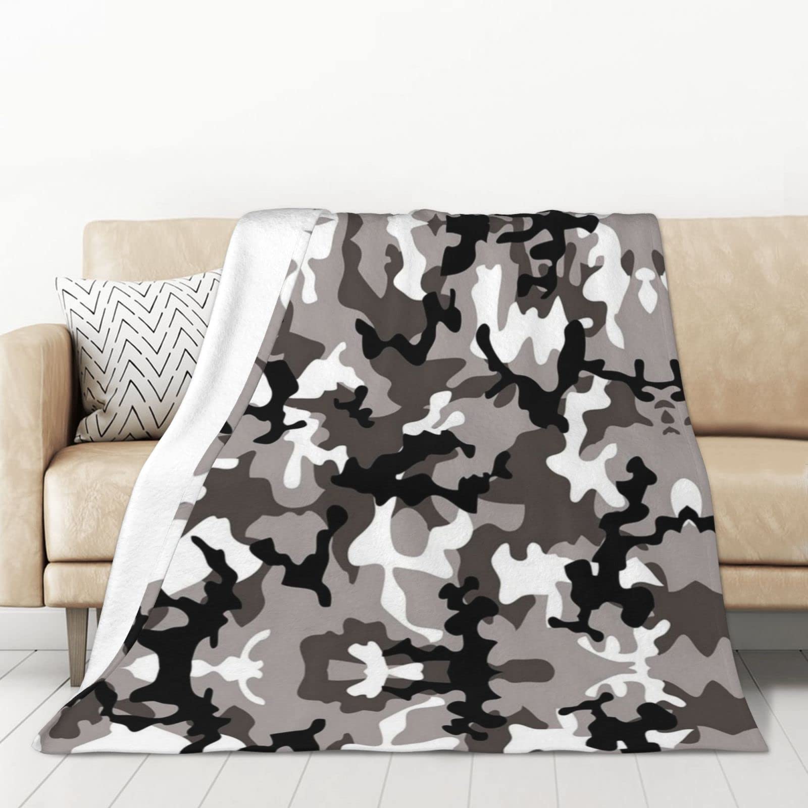 Couverture en flanelle pour canapé et lit plaid camouflage idéal pour soirée cinéma