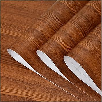 Wood Grain Contact Paper 15.75 Inch x 196.85 Inch Self Adhesive Wood Effect Wallpaper Removable Wallpaper for Wall Covering Furniture Stickers,Teak Wood
