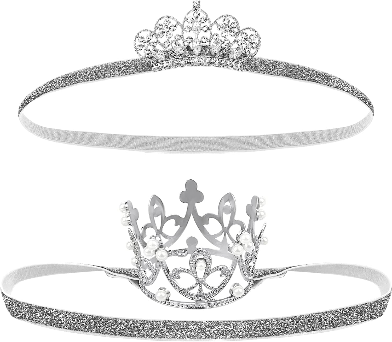 Silver Baby Crown Baby Tiara Baby Crown Headband Crystal Crown Hair Belt for Little