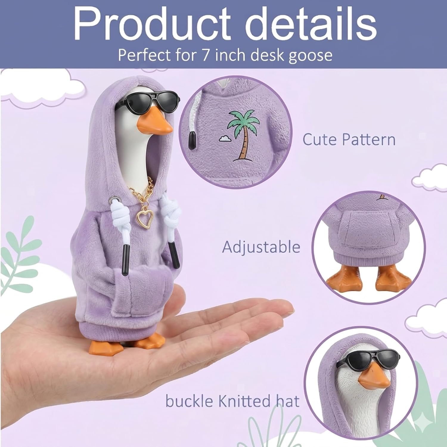 3Pcs Mini Desk Goose Outfits Set Desktop Goose Clothes image 3