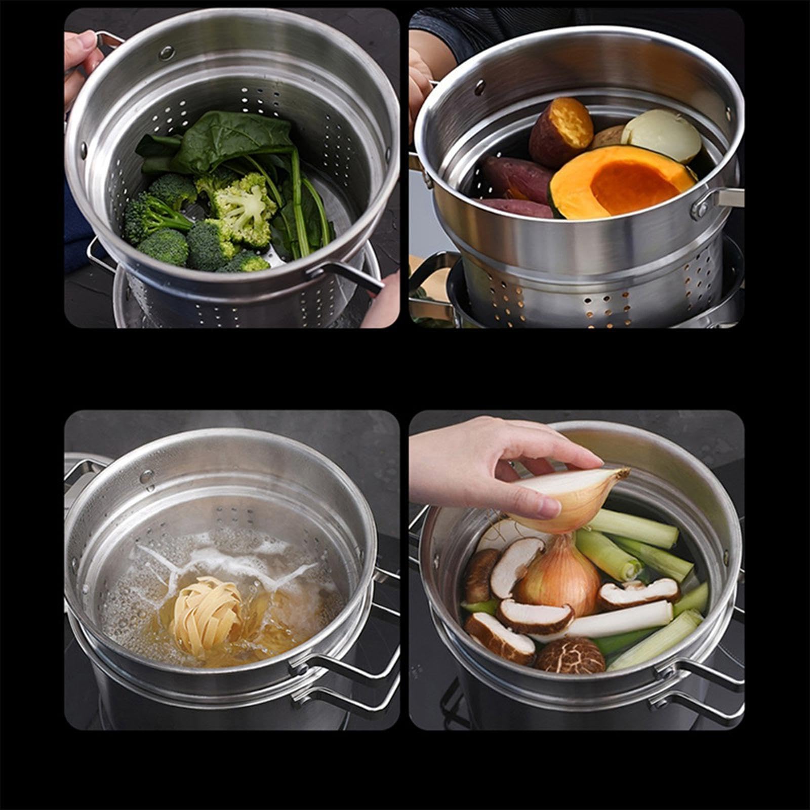 Sau Pot Frittiertopf Kochgeschirr Gemüse Spargelkocher Edelstahl Mit Dampfgarer Für Spaghetti Nudeln Gekochte Eier