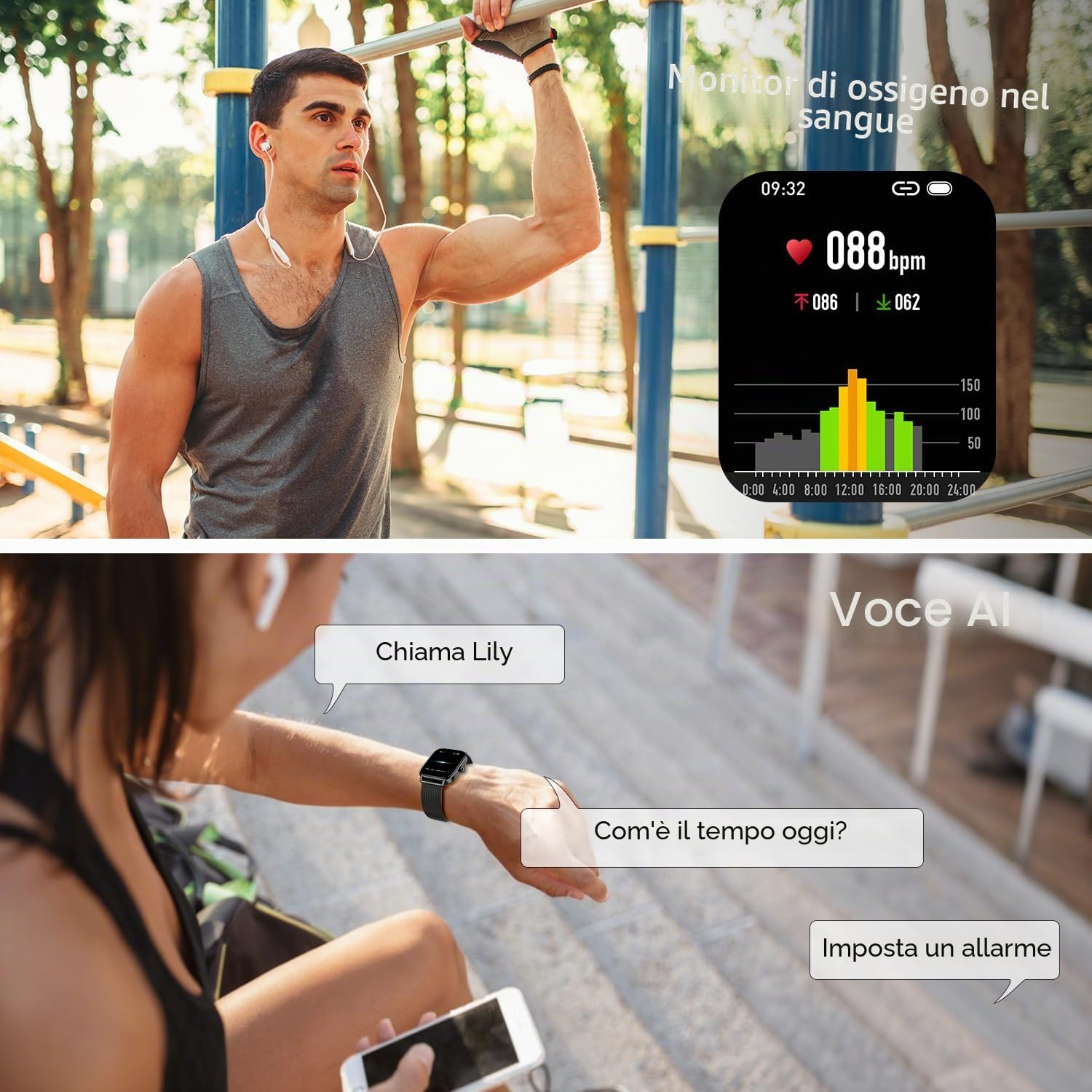 Smartwatch Uomo Donna Orologio Fitness: 1,85" Orologio Smartwatch Chiamate Bluetooth Impermeabile 112+ Modalità Sportive Monitoraggio Di Salute Smart Watch Per Android iOS Compatibile iphone Samsung