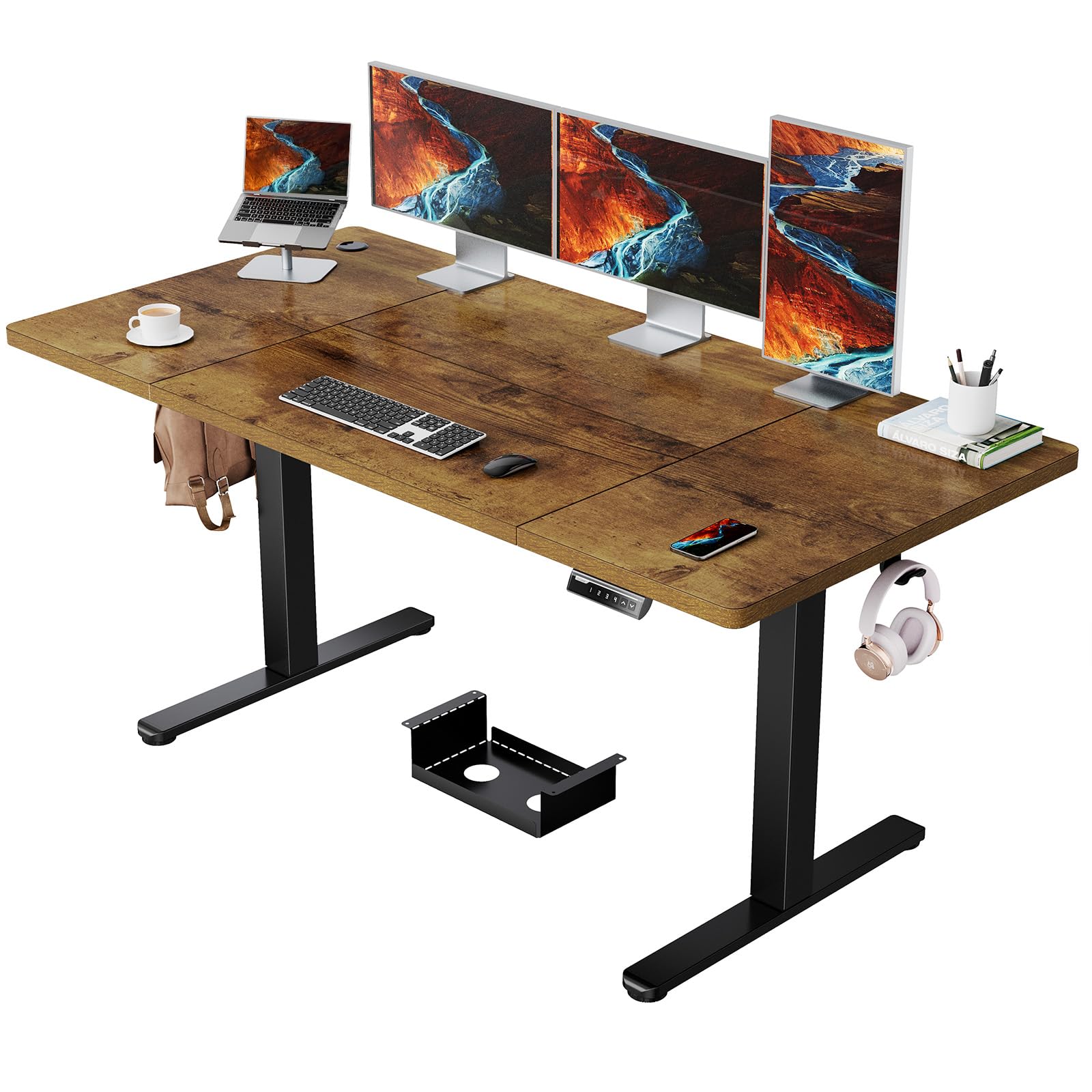 ErGear Electric Standing Desk-160 x 80 cm-100kg Load Capacity Height Adjustable Desk with Advanced Brushless Motor,Quiet Operation, Sturdy Metal Frame,Four-part Tabletop — image 1