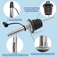 Vista 3 de Liquor Bottle Pourers with Rubber Dust Cap 2 Pack Stainless Steel Pour Spouts for Liquor Bottles/Olive Oil Bottles/Alcohol Bottles/Vinegar Bottles