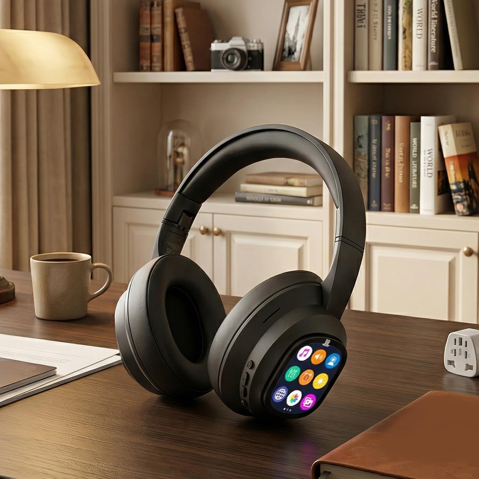 Cuffie Wireless per Traduzione AI Design Pieghevole Portatile per Viaggi D'affari Uso Quotidiano con Schermo Rimovibile per Chat Internazionali, Cancellazione del Rumore Bluetooth 6.0 Torcia