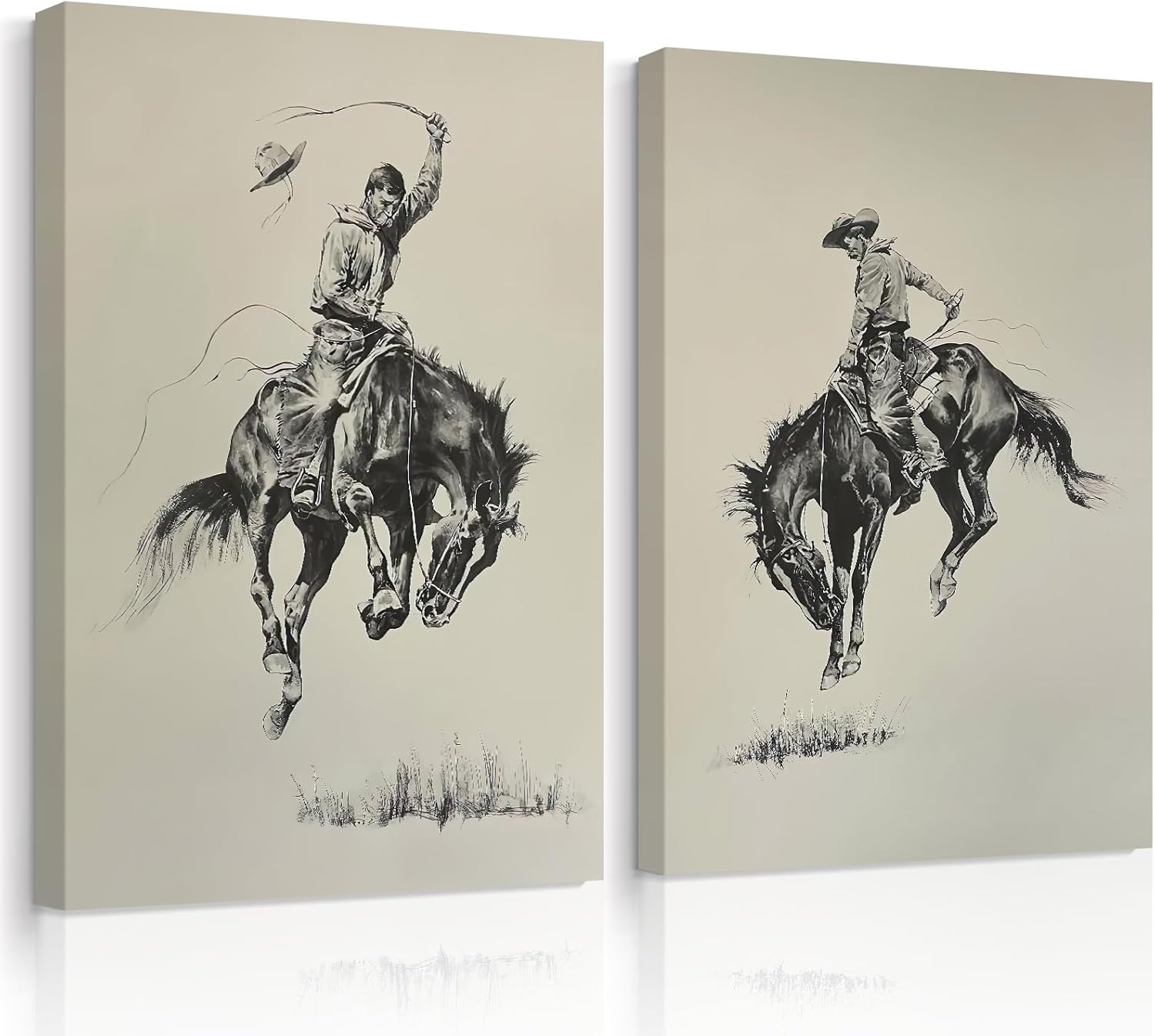 Western Cowboy Wall Art Decor Vintage Farmhouse Prints Western Cowboy Canvas Poster Retro Southwestern Wall Art Antique West Pictures Vintage Painting for Bathroom Bedroom 24x36x2 Inch Ready to Hang