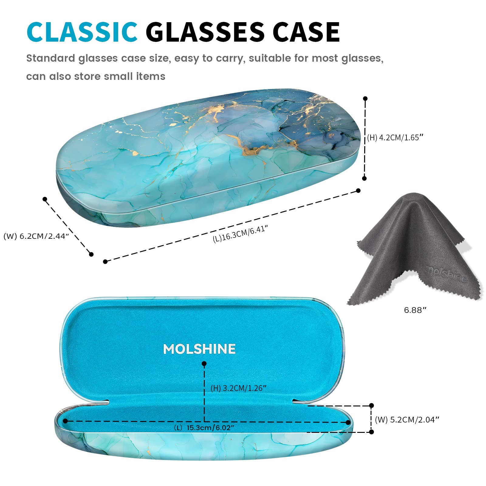 molshine Custodia Rigida per Occhiali in Pelle PU,Custodia Portatile per Occhiali da Viaggio per Lavoro da Studio da Viaggio per Uomo Donna Ragazza