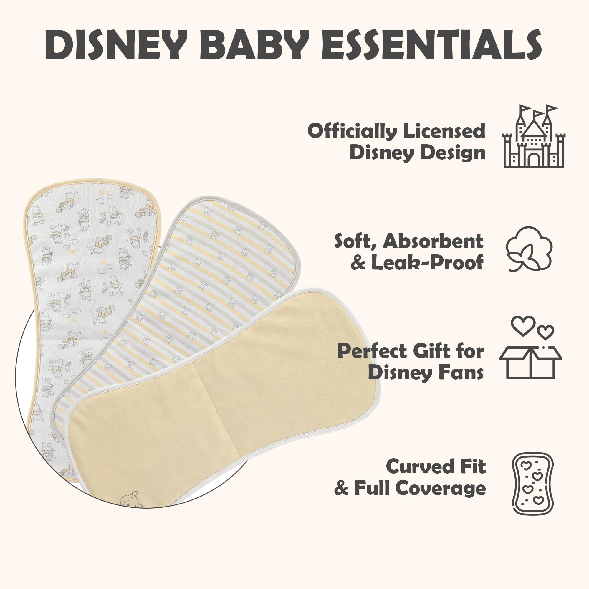 Disney Baby Jungen Mädchen Winnie Puuh Spucktücher 3er Pack Set für Neugeborene und Kleinkinder