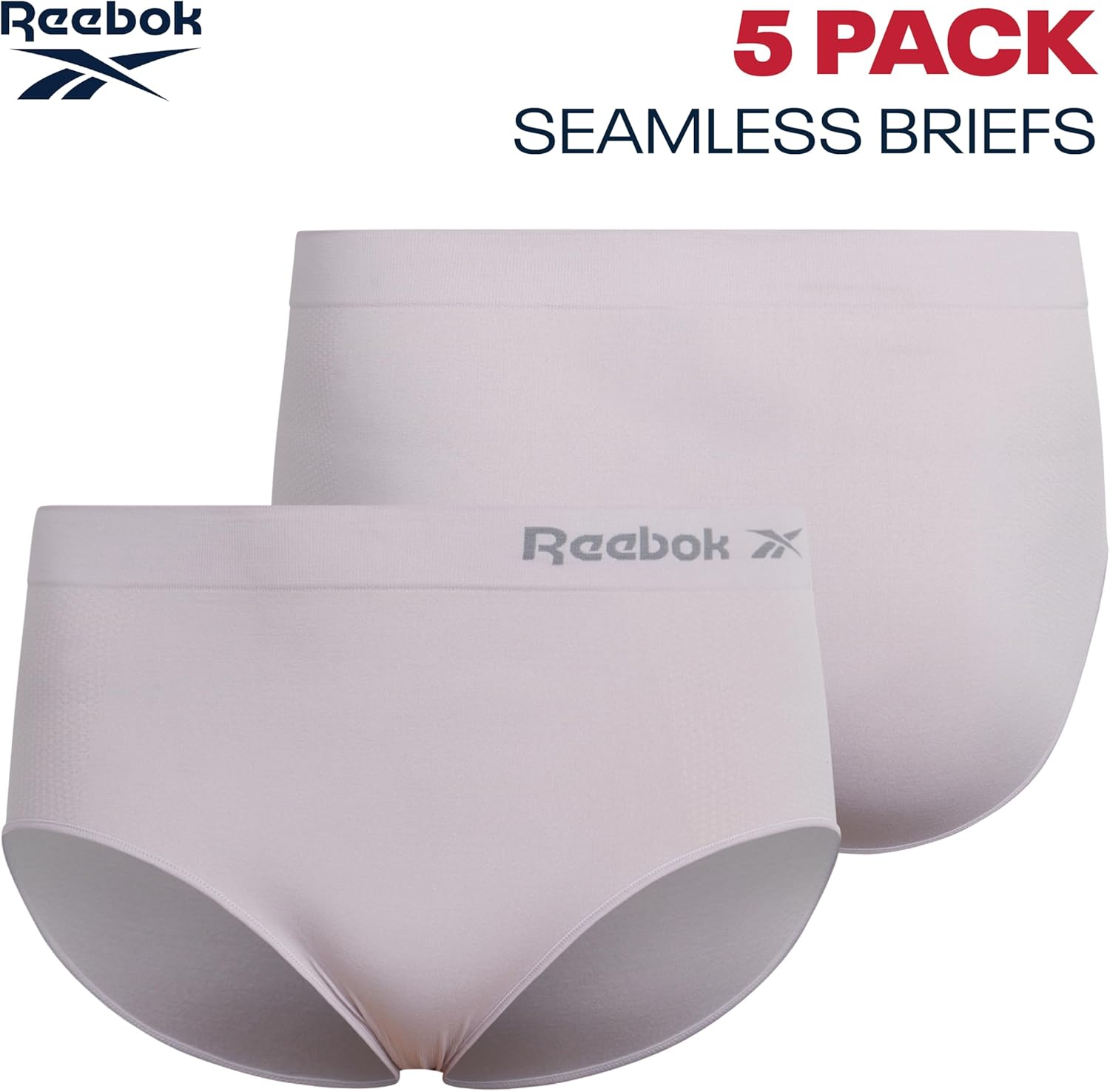 Reebok Womens Briefs Underwear - 5 Pack Plus Size Soft Stretch Performance High Waisted Panties Seamless Underwear for Women - Image 3