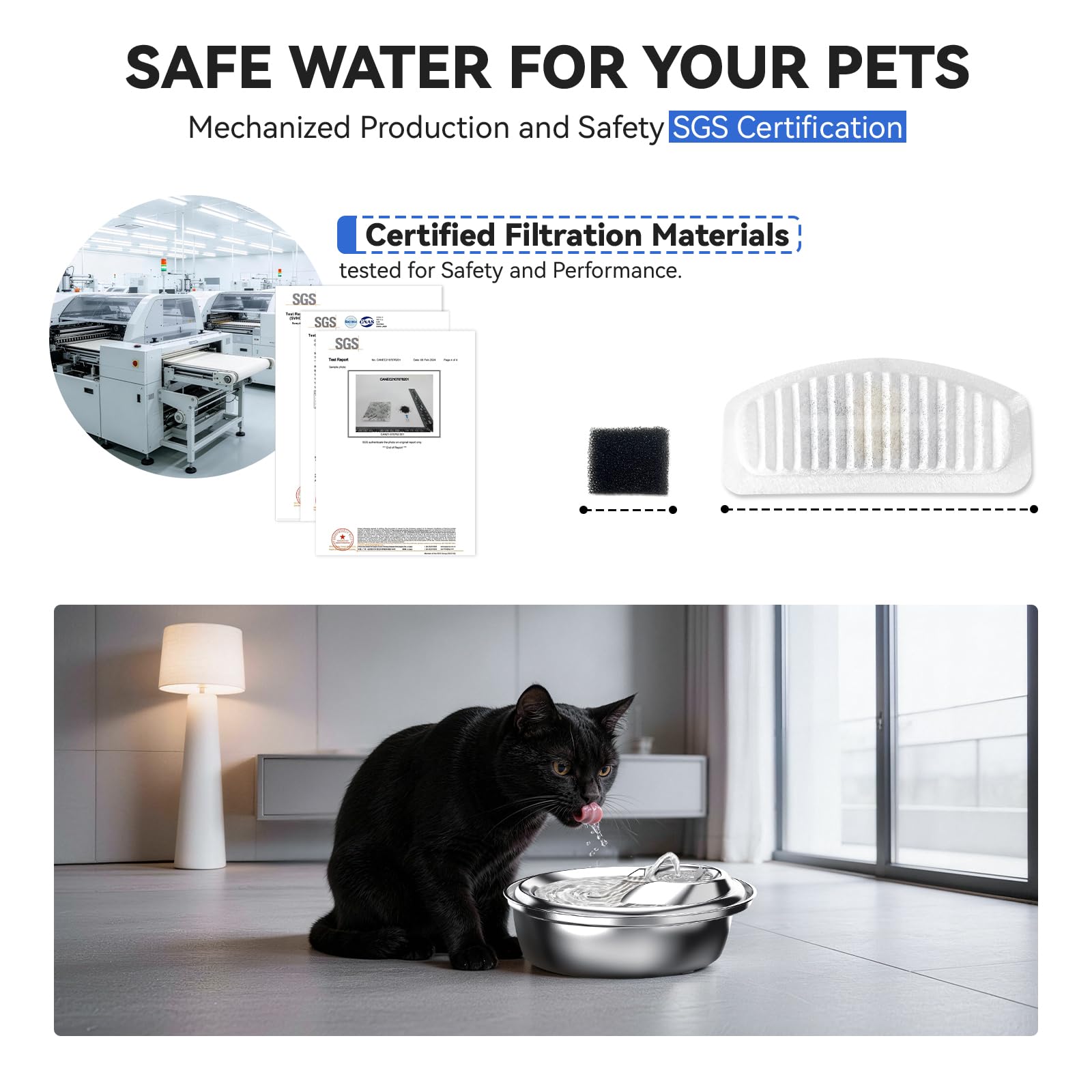 ORSDA Cat Water Fountain Filters, ORSDA Replacement Filters Carbon, Resin Filter ONLY for D30 67oz/2L Automatic Cat Fountain Dog Water Dispenser, 4 Filtration System (6 PCS Filters） - image 4