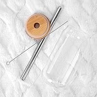 Vista 7 de ANOTION Vaso con tapas y pajilla, cubierta superior de bambú, vasos reutilizables de 20 onzas, vaso con exquisita caja de embalaje para viajes