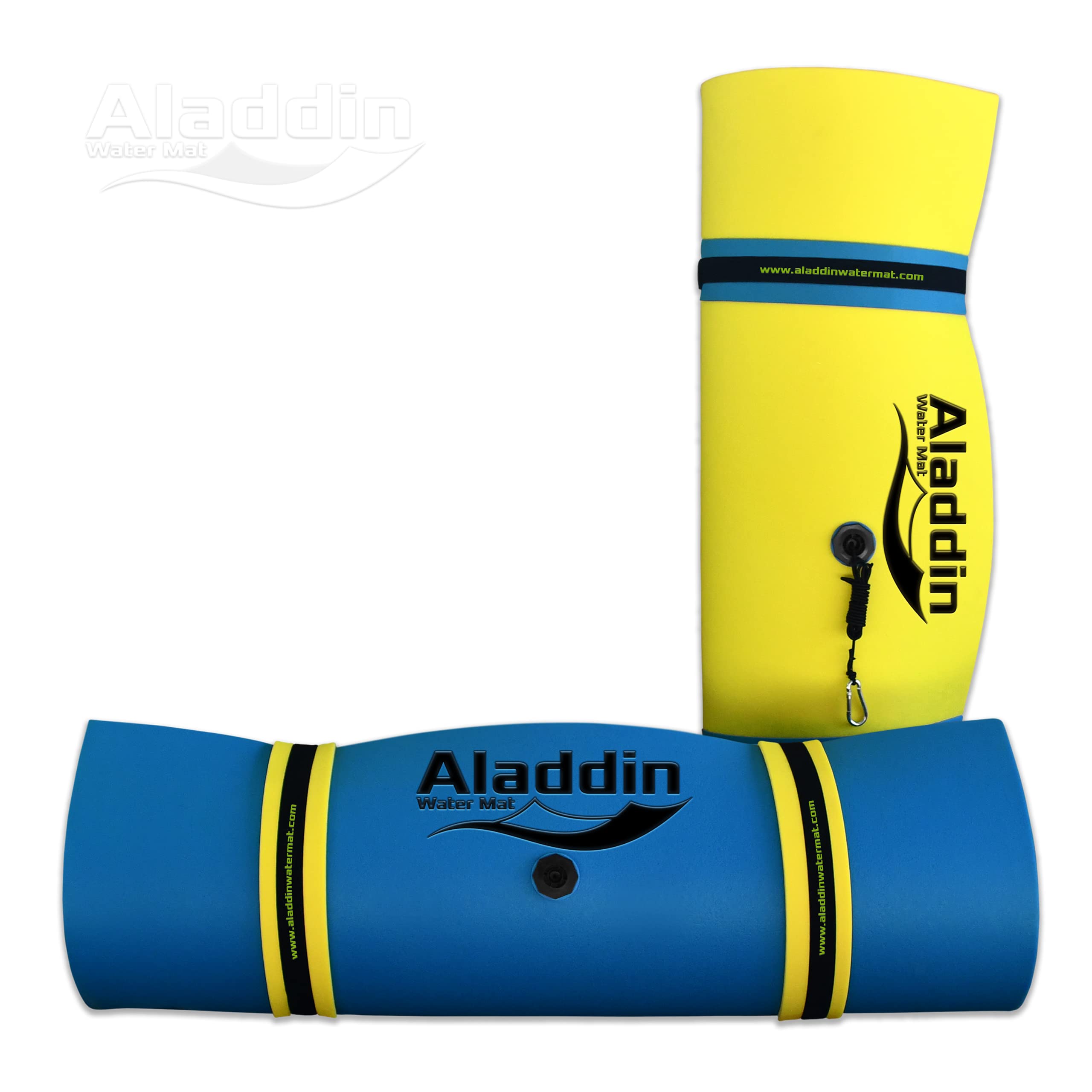 Aladdin Water Mat, Premium Floating Water Pad, Lily Pad for Lake, River, Ocean, Boating, Family,Adults & Kids (9' x 6' Blue/Yellow)