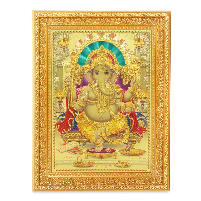 Ganesh cadre doré photo décoration indienne 28,9 x 35,6 cm