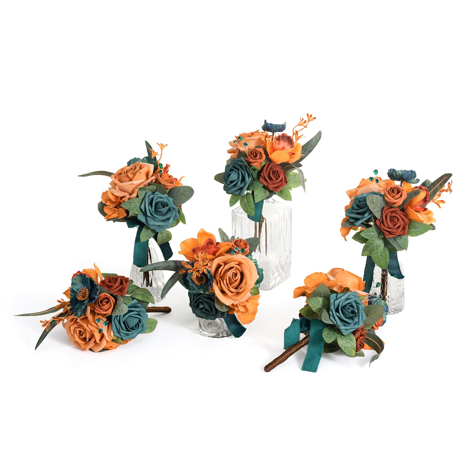 Amazon.com: Ling's Moment Daek Teal Blue Wedding Flowers Mini ...