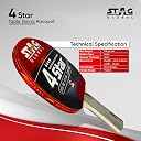 STAG GLOBAL 4 Star Table Tennis Racket | Lightweight ITTF Approved TT Racket | Speed 70, Spin 70, Control 95 | Durable Paddle for Intermediate & Recreational Players gallery image
