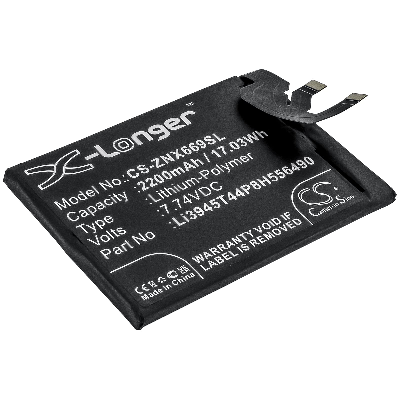 2200mAh/7.74V Battery Replacement for ZTE Nubia Red Magic 6 Pro, NX669J-P, P/N: Li3945T44P8H556490