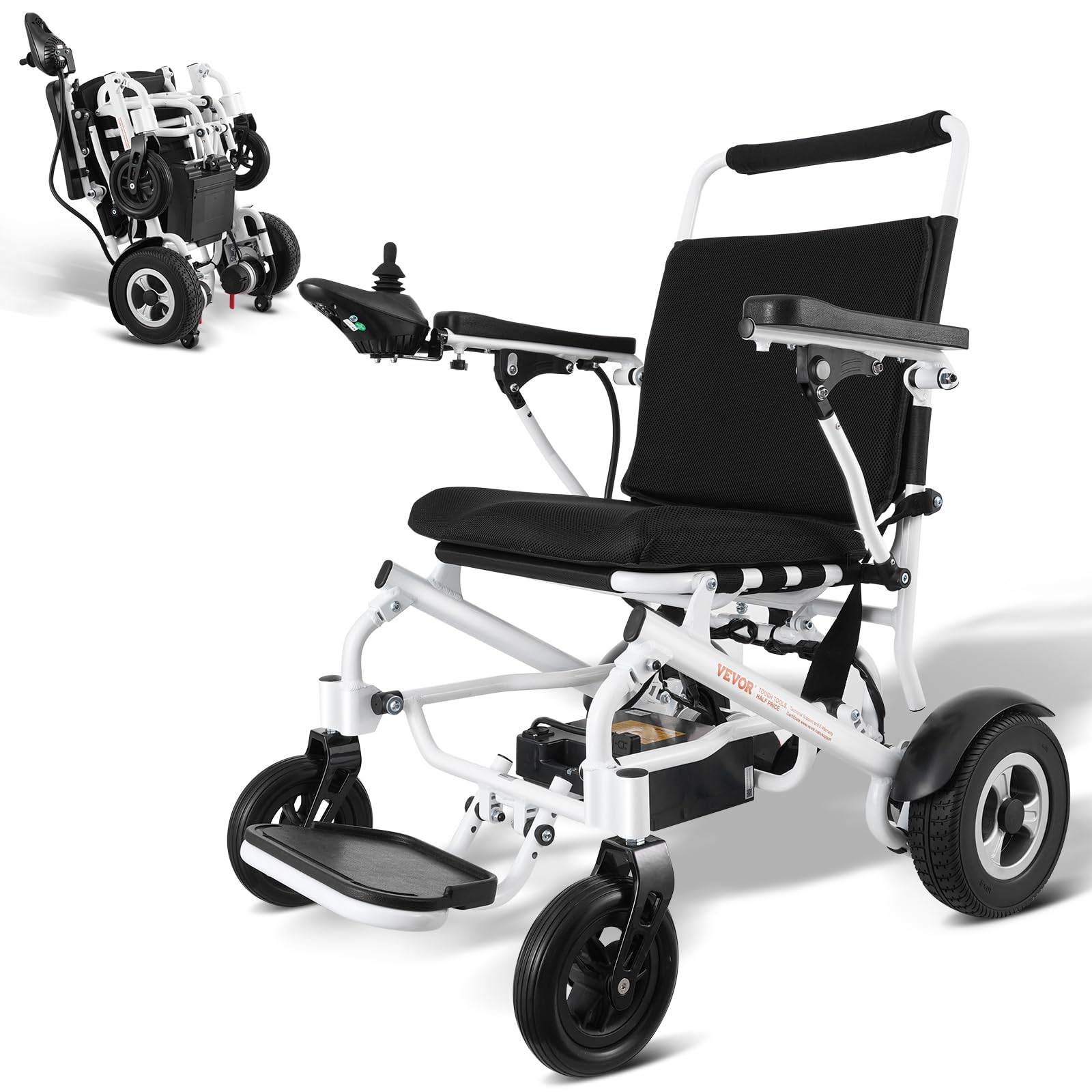 VEVOR Elektryczny wózek inwalidzki dla osób starszych, nośność 136,08 kg, szerokość 508 mm, lekkie składane zmotoryzowane wózki inwalidzkie, stop aluminium, 925 x 670 x 980 mm