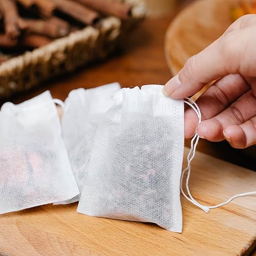 Miniatura 4 de 100 bolsas de filtro de té, bolsas de té vacías, bolsas de filtro de té desechables, infusor de té, bolsas de té vacías para té suelto (blanco, 1.97
