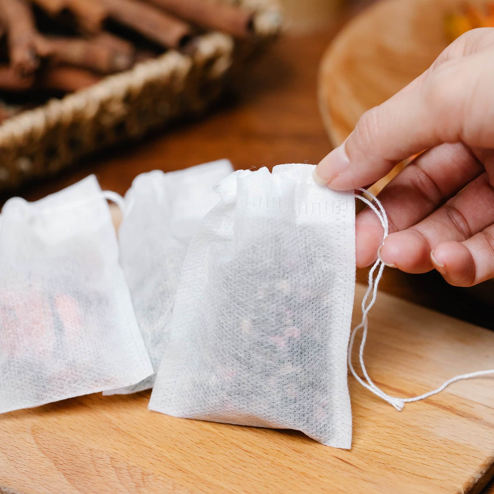 Acquista Bustine di tè usa e getta da 300 pezzi con coulisse per uso alimentare, bustine vuote per infusore per tè sfuso a base di erbe, resistente al calore in Italia a