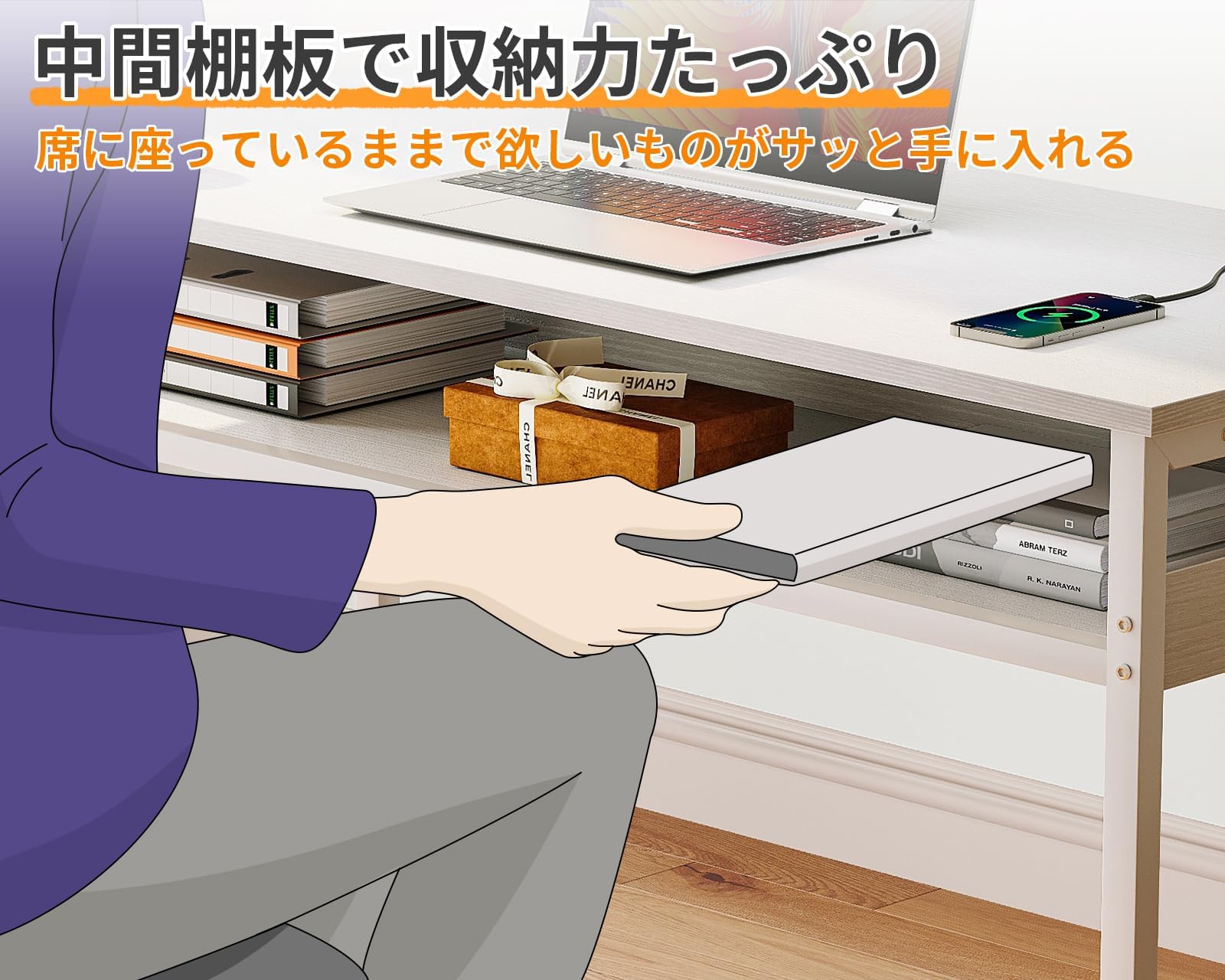 Amazon | 机 pcデスク パソコンデスク 幅80cm ゲーミングデスク 収納