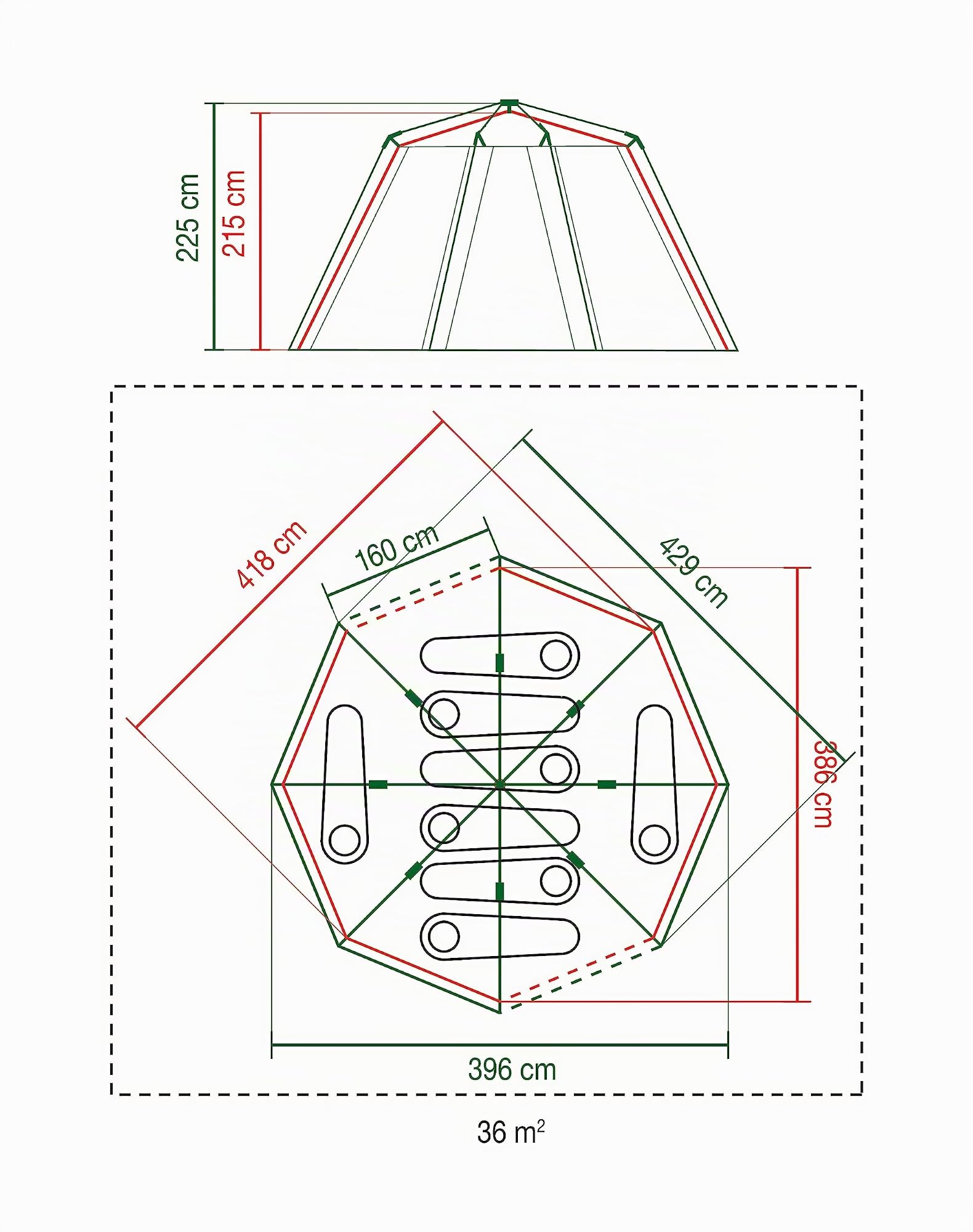 Coleman Tenda da campeggio ottagonale, per 6 persone, con vista panoramica a 360°, struttura stabile in acciaio, telo da terra cucito, 100% impermeabile
