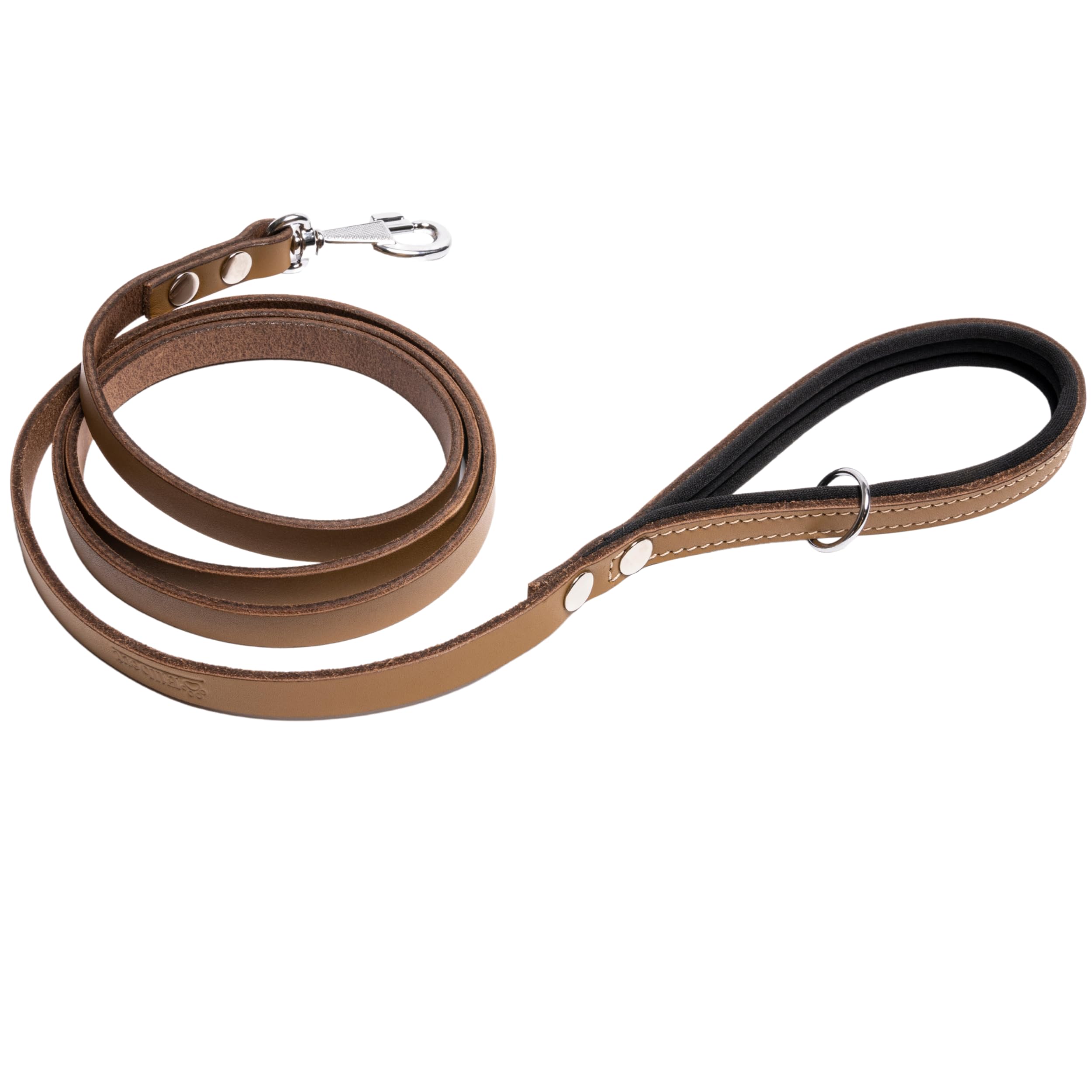 4-Foot Genuine Leather Dog Leash – 5/8” Wide, Classic Style For Medium & Large Dogs