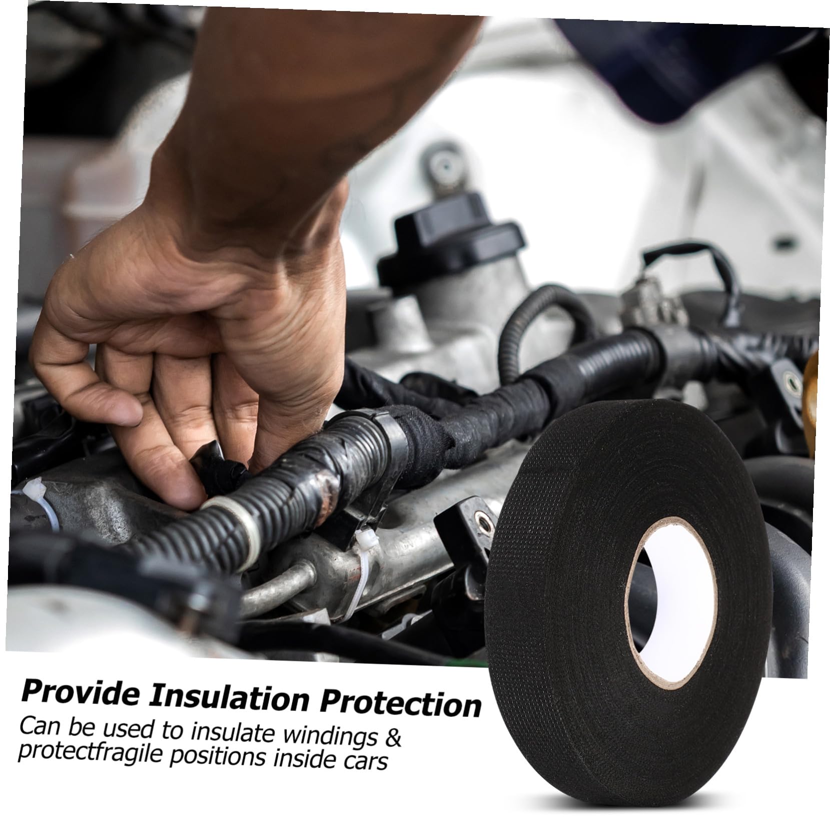 IMIKEYA 5 rollos Cinta para Arnés de Cableado Automotriz Resistente al Calor Adhesiva y Aislante Cinta Poliéster Flexible para Reducción de Ruido y Protección Eléctrica Paquete