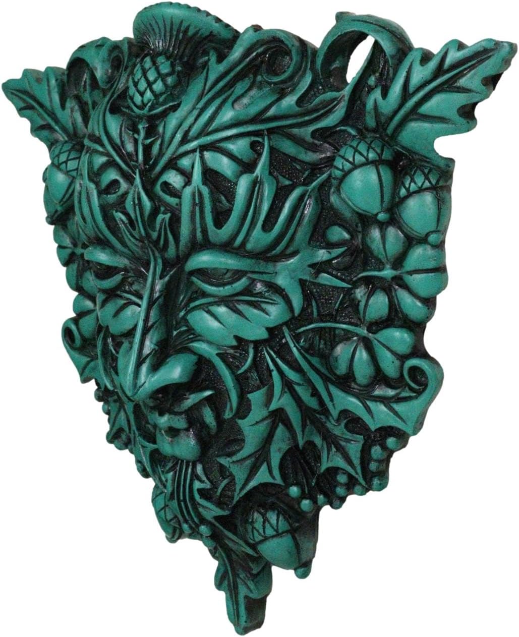Ebros Green Celtic Trinity Triangle Acorn And Clover Floral Foliage Greenman Wall Decor 11.5" Wide Tree Spirit Pan Hanging Plaque As Home Decorative Sculpture