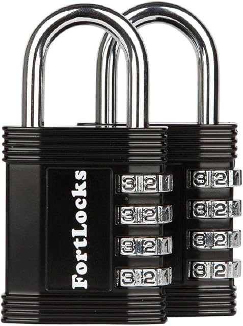 Candado Fortlocks - Candado De Combinación De 4 Dígitos para Casilleros, Ventanas, Estuches Y Cobertizos, Resistente, Combinación Reajustable, Resistente Al Agua Y A La Intemperie