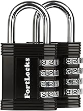 4 Digit Code Padlock | Code Padlock for Gym Locker, Work and School, Suitcase, Garage, Gate, Fence and More (Pack of 2, Black)