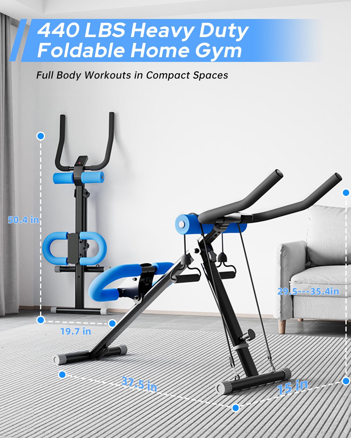 AB Machine Bauchmuskel-Trainingsgerät, verstellbare Bauchmuskeltrainer-Maschine für Bauchmuskeltraining zu Hause, Fitnessstudio, faltbar, Knieschutz