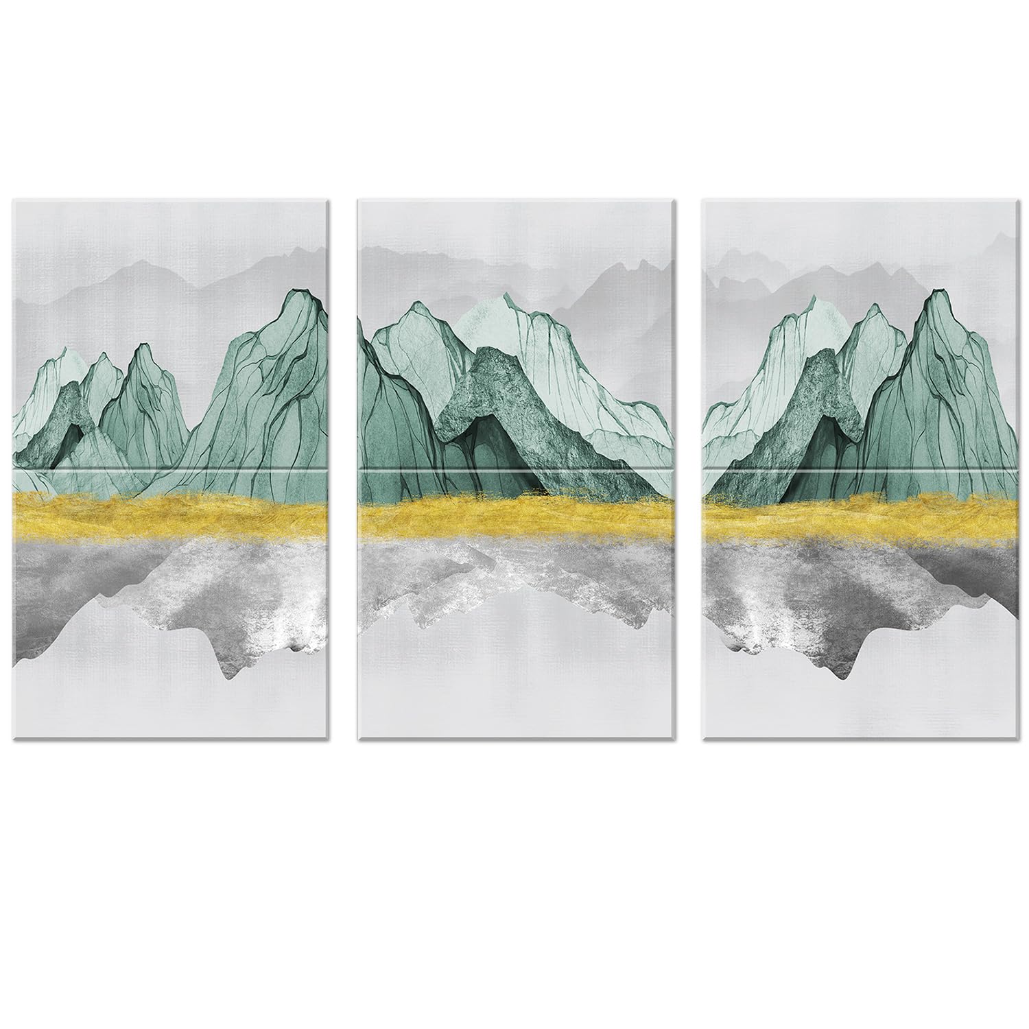 Art Acoustic Panels, 6 Pack Self-Adhesive Large Wall Art Paintings for Wall Decoration, Sound Absorbing Panels for Recording Studio, Living room, Bathroom, 47.2" x 27" (Green Mountain)