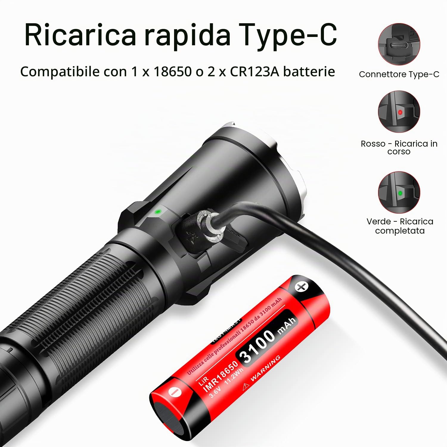 klarus XT11GT PRO Ultimate Control Dual-Switch torcia tattica con 3300 Lumen, 380 metri di raggio, IPX8 impermeabile per campeggio, escursionismo e emergenze