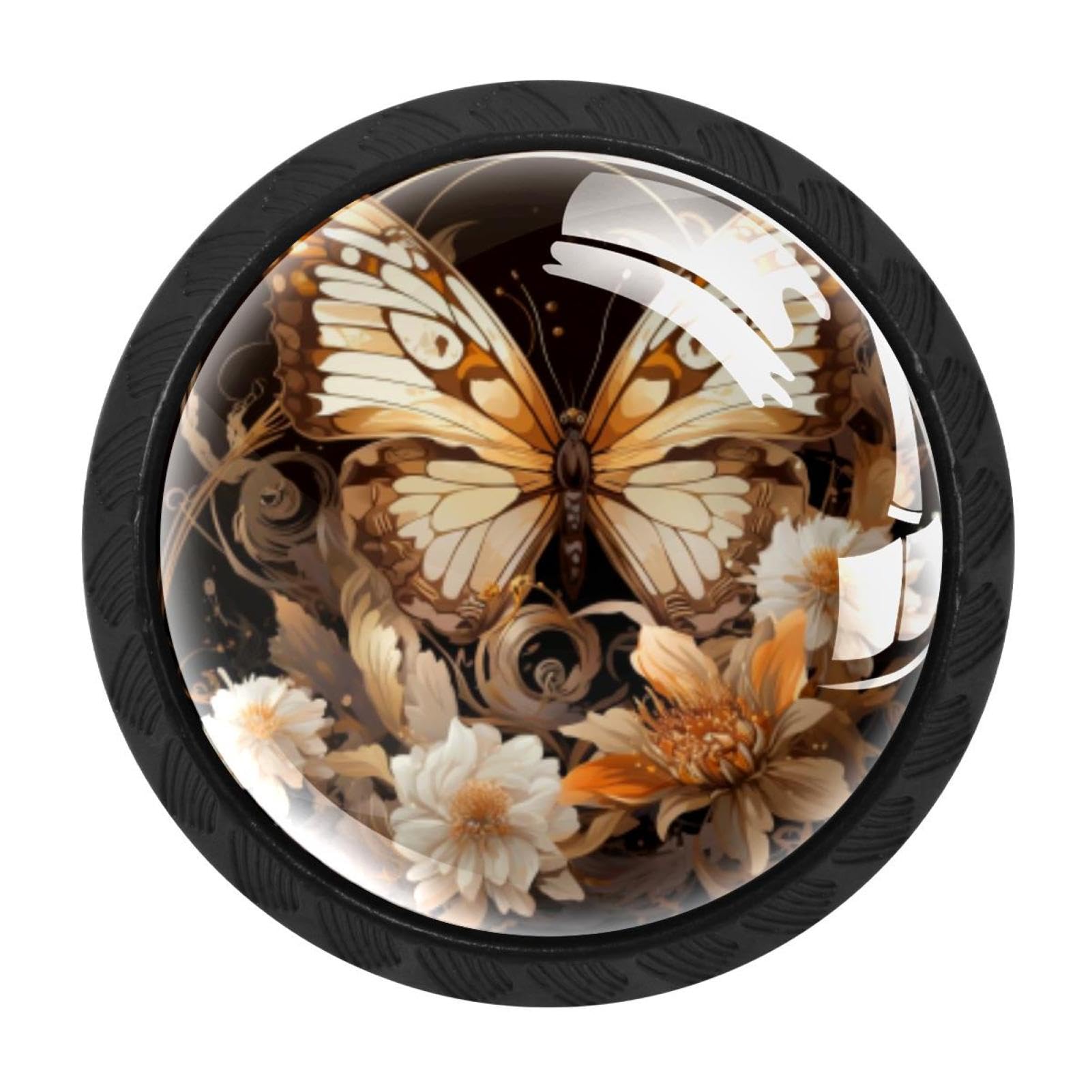 Chenzzzz Multicolored 03 4Pcs Butterfly Drawer Knobs Black Cabinet Knobs Cupboard Handles Hardware Round Door Pull Handle For Cabinet Wardrobe Drawer Bedroom Bathroom Furniture