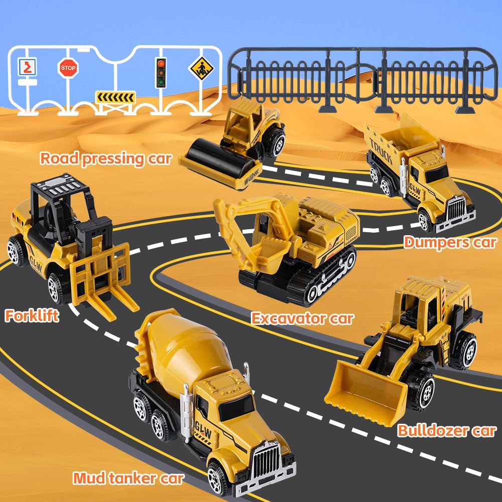 Aolso Juego de juguetes de camión de construcción para niños de 3 a 8 años, estilo realista, amarillo
