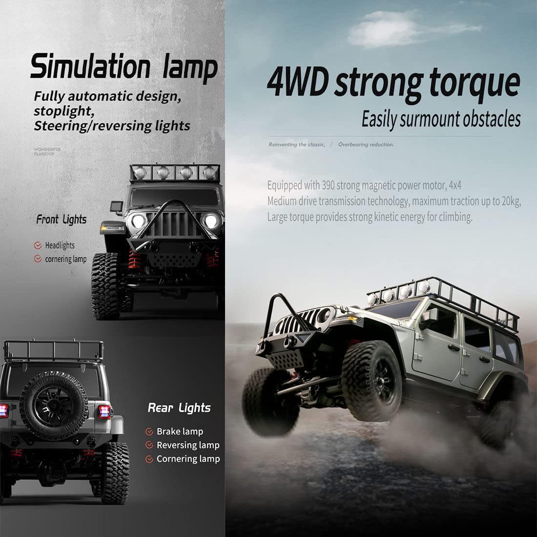1:12 4x4 High-speed Rc Buggy Rock Climber Ze światłami Led, Delikatną Tapicerką I Gumowymi Oponami, Pełnym Gazem Terenowym Pilot Zdalnego Sterowania