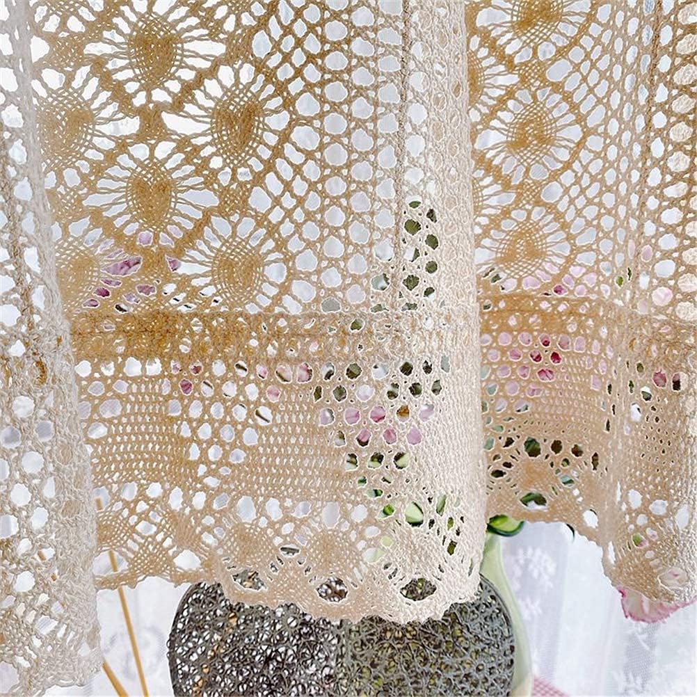 Short Curtains, Blackout Curtains, Curtain Romantic Bistro Curtain, Hollow Knitted Lace Short Curtains Window Pediments Art for Home Apartment Kitchen Dorm,Beige,200x60cm Home Kitchen Decor Short Cur