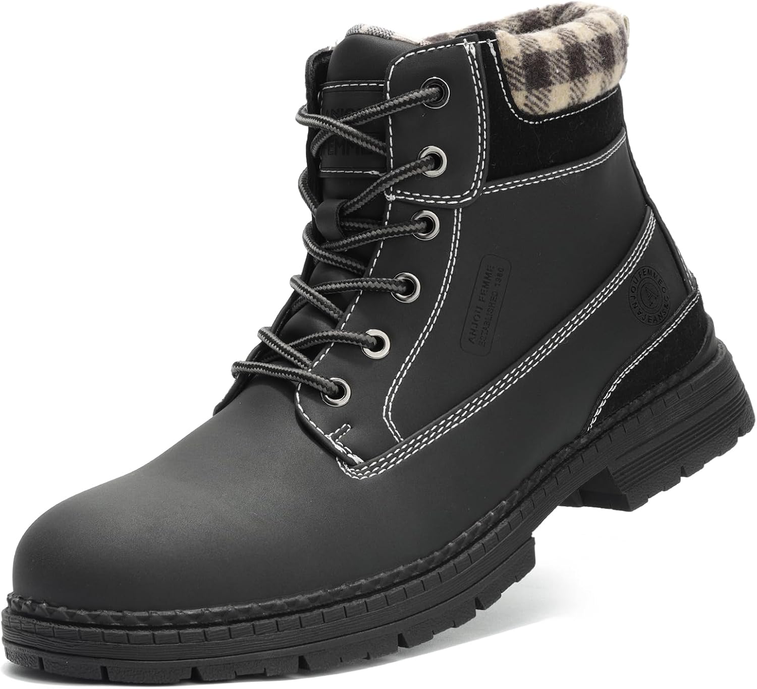 ANJOUFEMME Winter Hiking Boots Men Waterproof, Warm Work Trekking Boots for Men