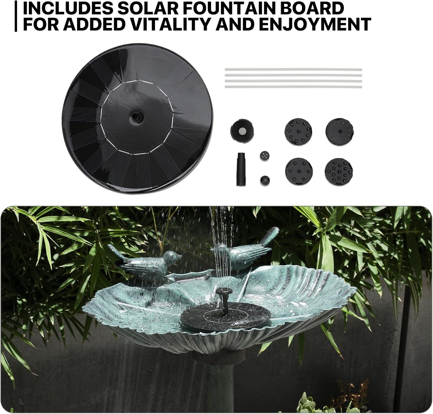 MoNiBloom 28" Bird Baths for Outdoors, Solar Powered Birdbath Water Fountains with Bowl and Stand for Outside Yard and Garden, 5L Water Capacity, Green