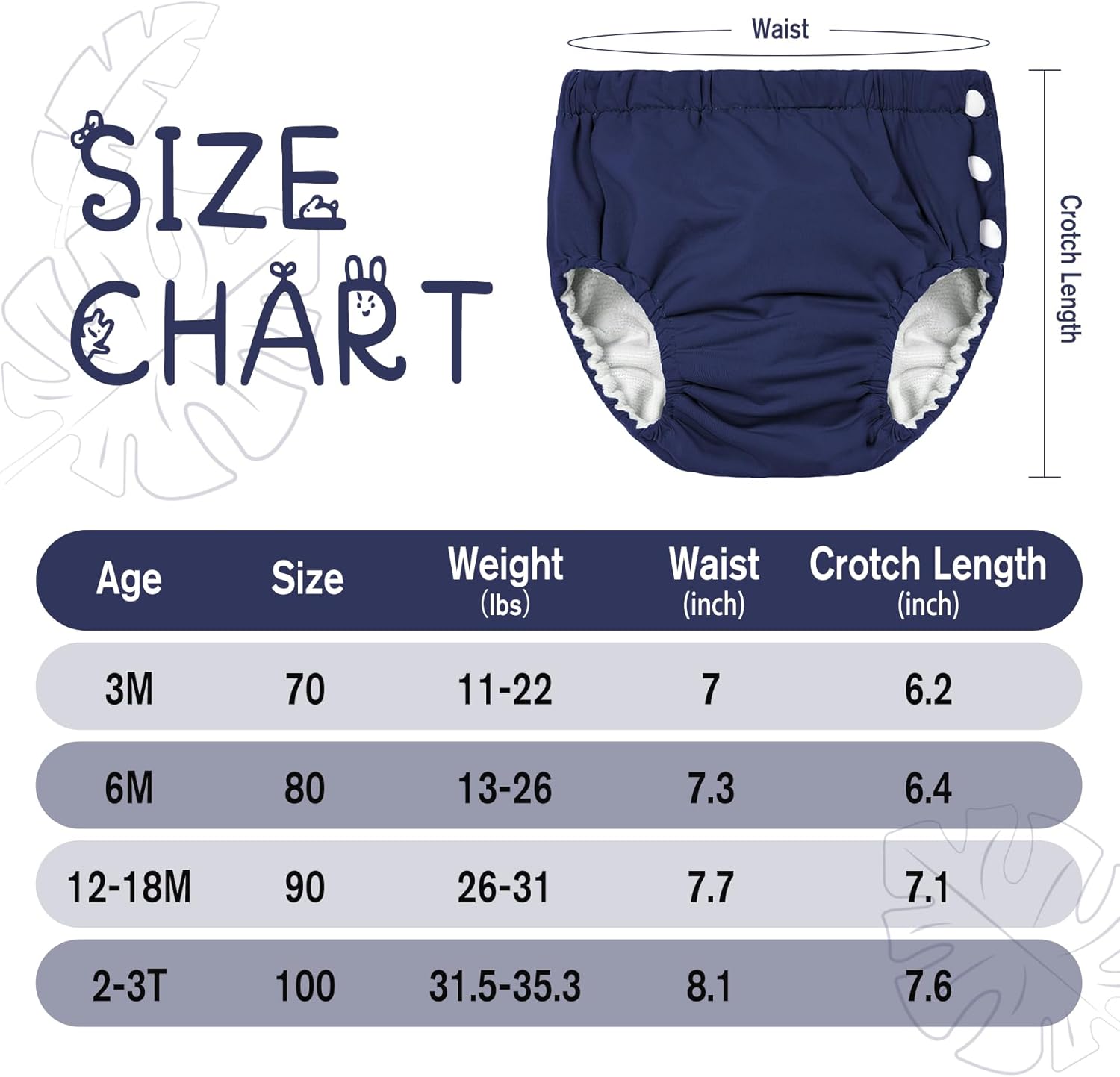 Durio Reusable Swim Diapers Washable Baby Swim Diaper Unisex Infant Toddler Swimming Diapers - Image 5