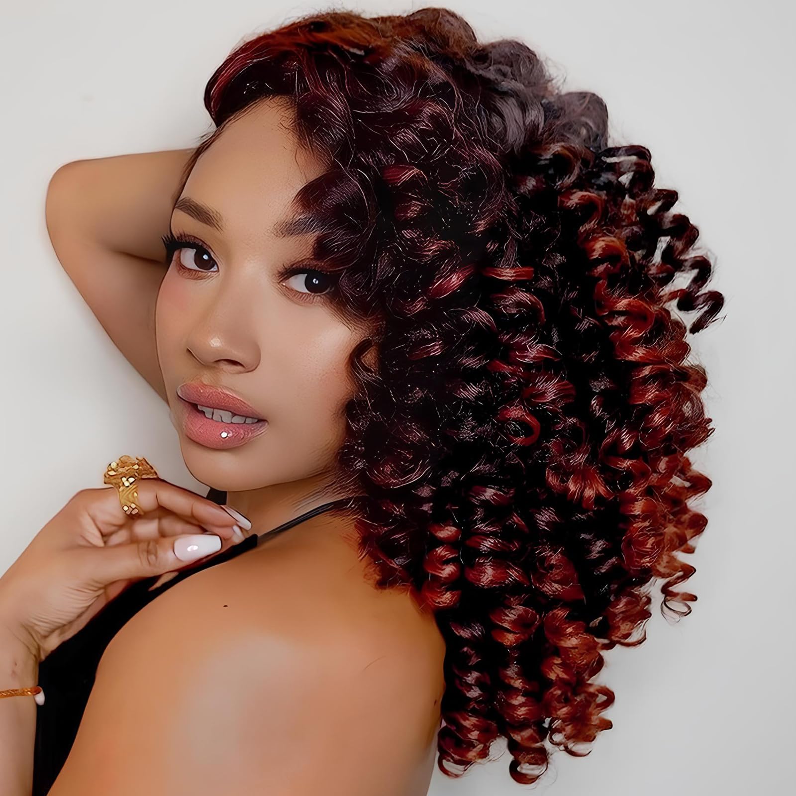 Short Jamaican Bounce Crochet Hair 5 Packs 2X Ringlet Wand Curl Crochet Hair 8 Inch Curly Crochet Hair Extensions Curly Crochet Braiding Hair 100