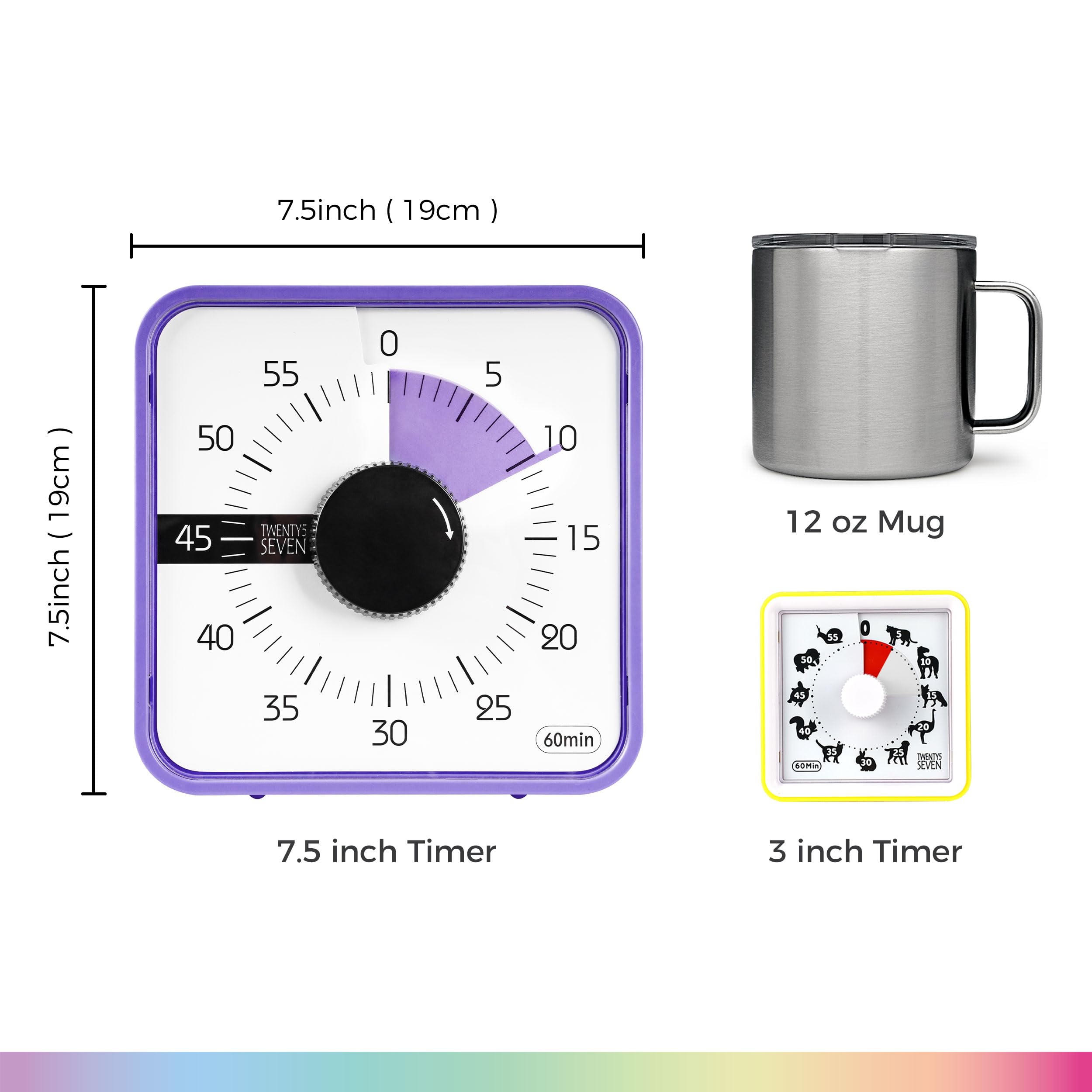Timer Visivo 20,3 Cm, 60 Minuti Conto Alla Rovescia per Bambini, Con