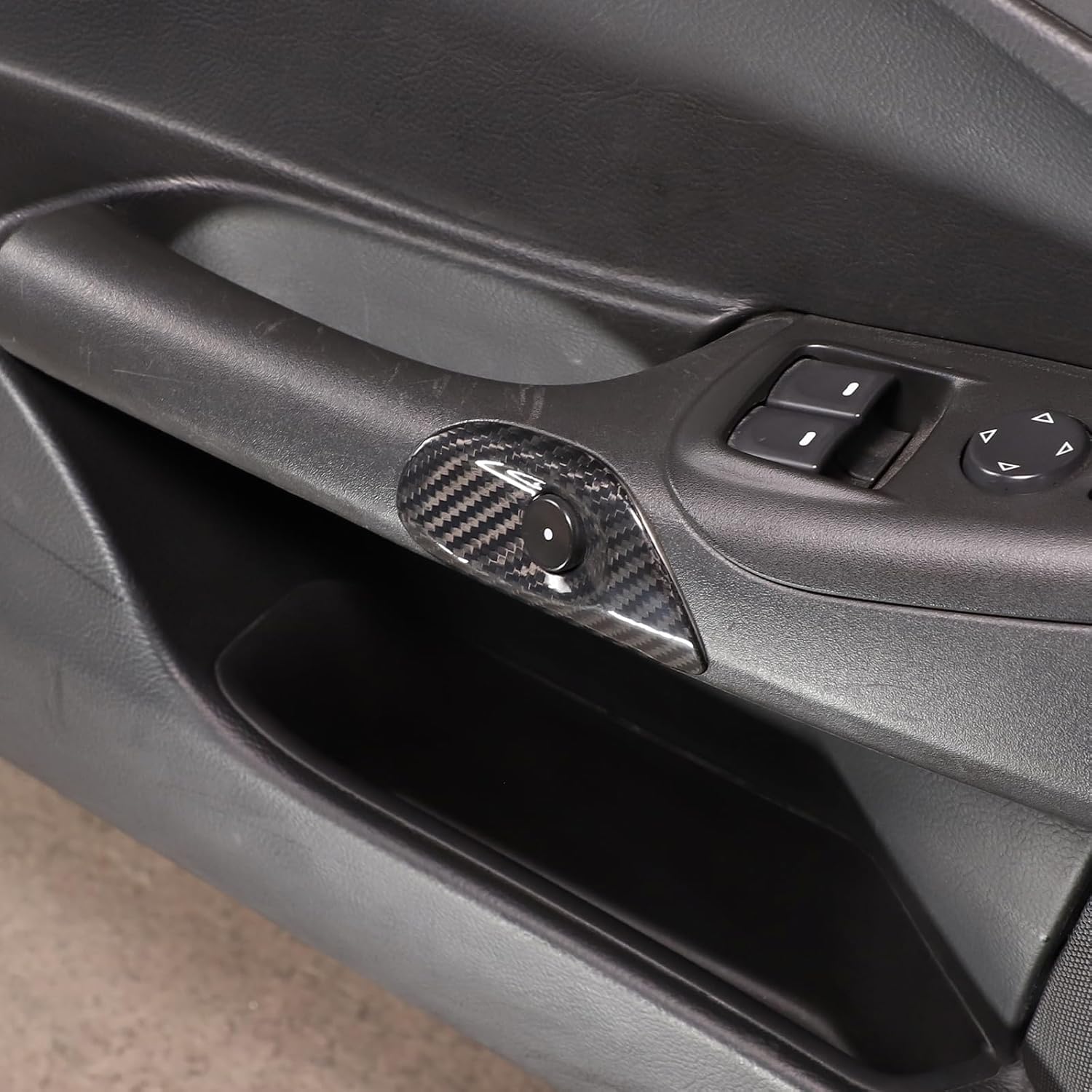 Door Lock Switch Button Frame Compatible with Chevy Corvette C6 2005-2013, Inner Door Push Button Trim, Door Release Switch Button Trim Cover Bezel Decoration Accessories, Dry Carbon Fiber