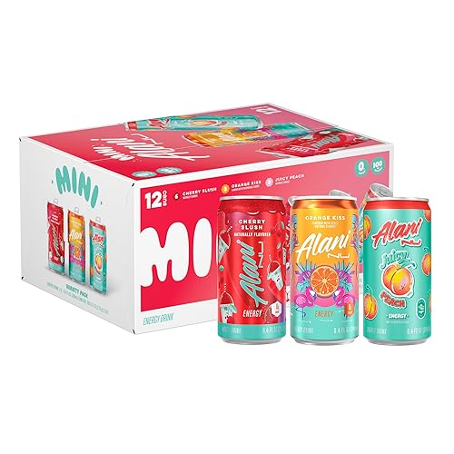 Alani Nu VARIETY PACK (CHERRY SLUSH, JUICY PEACH, ORANGE KISS), Low Calorie Energy Drinks, 100mg Caffeine, Biotin, B Vitamins, Zero Sugar, 10 Calories or Less, 8 Fl Oz Cans, 12 Pack - VARIETY PACK - ORANGE KISS, CHERRY SLUSH, JUICY PEACH