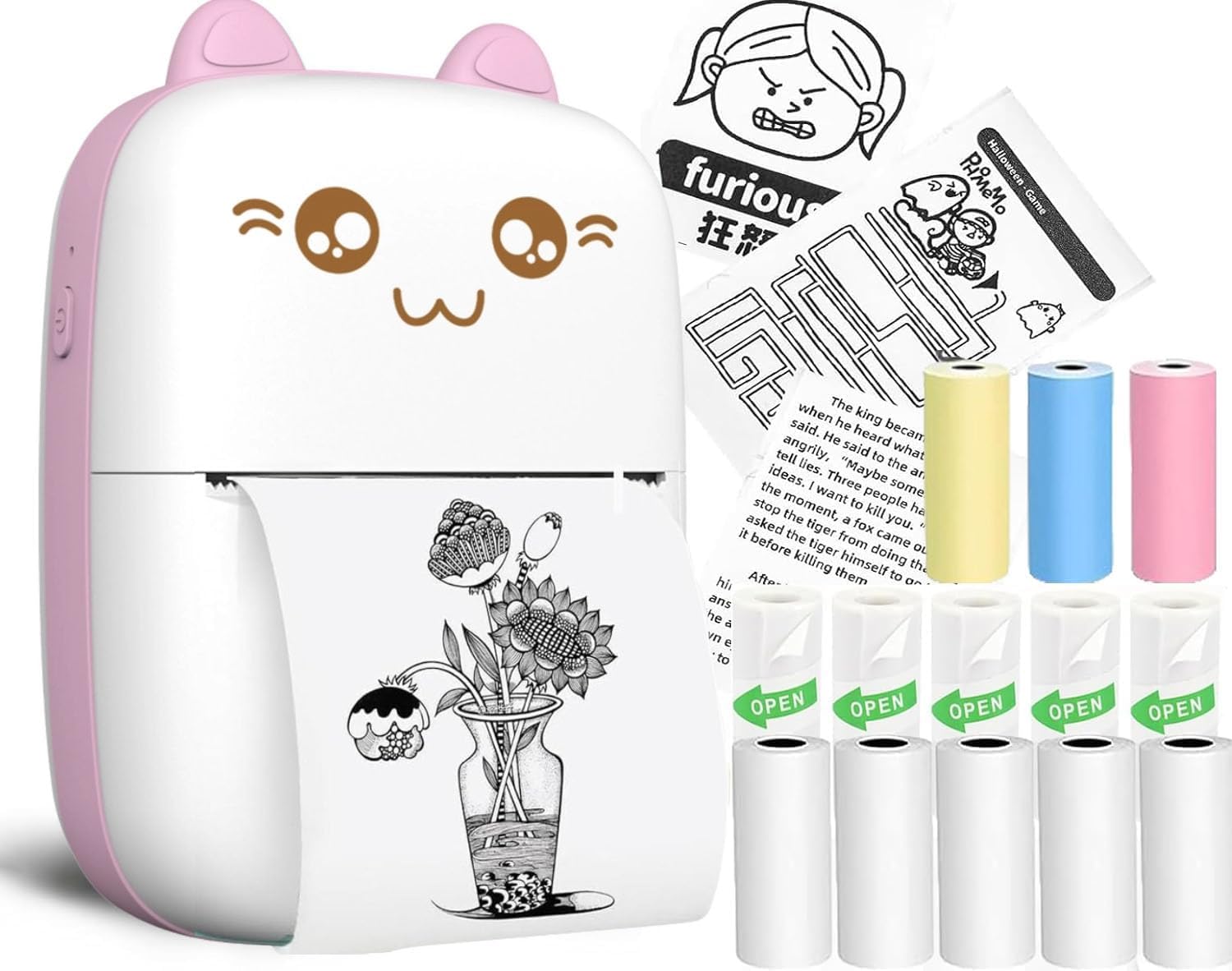 Mini Bluetooth Thermal Printer, Portable Label Printer Inkfree Printer for Android & iOS System, Black on White Thermal Printer with 10 Roll of Print Paper, Stickers, (Pink) (B0DCVJZ6JG) Amazon Price History, Amazon Price Tracker