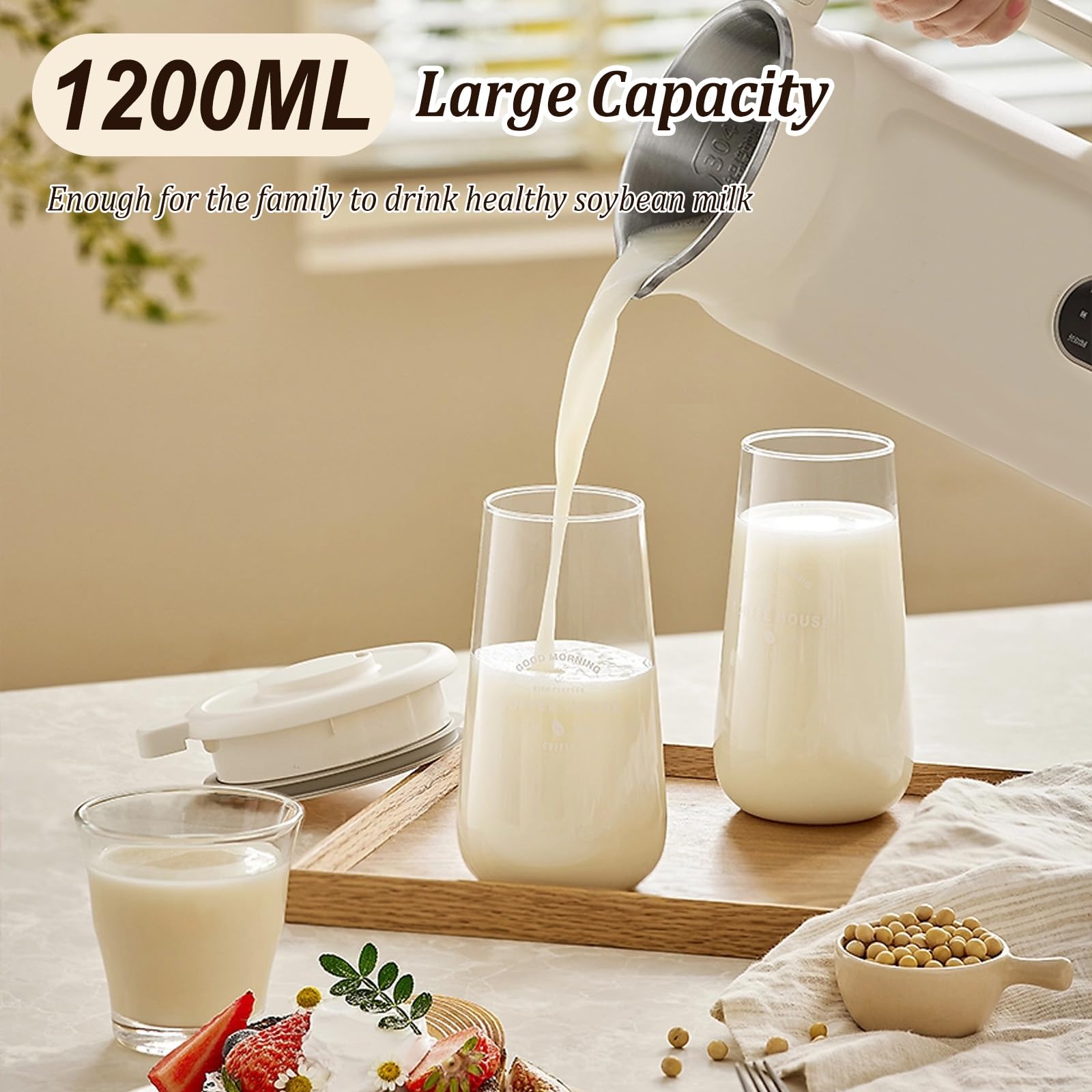 Macchina per latte di noci 8 in 1, robot da cucina 1200 ml, acciaio inox autopulente